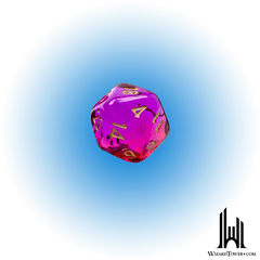 Gemini - Polyhedral Translucent Red-Violet/Gold Luminary D20